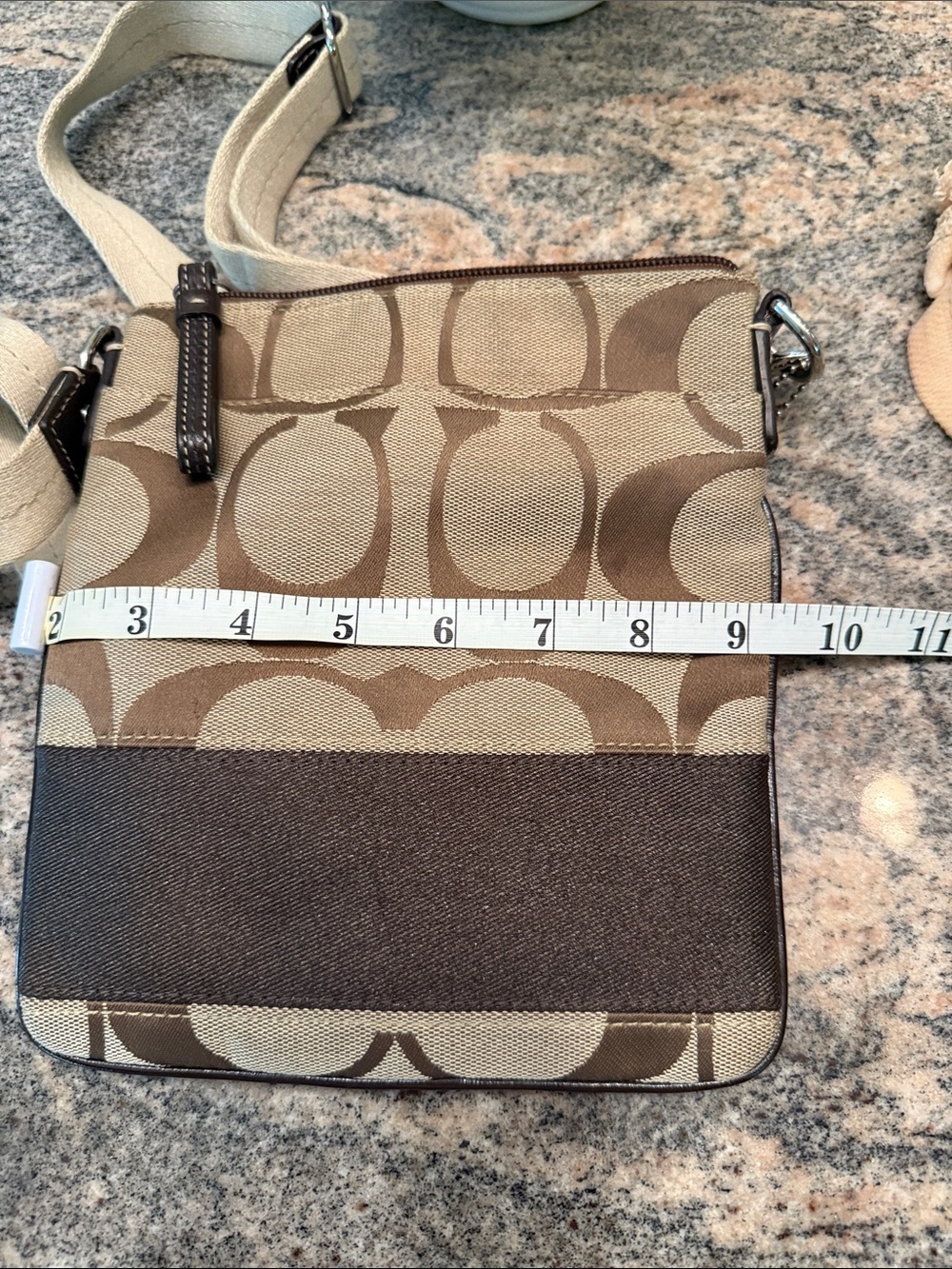 Coach Tan and Brown Signature Canvas Messenger Bag - Picture 4 of 7